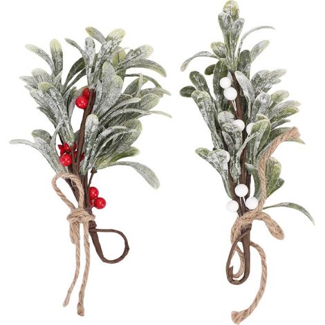 Guirlande de Mistletoe Artificiel - 4 Pièces 23cm Pour Décorations Noël DIY - Ornement Arbre Rêve Vert Perdurable (1/5)