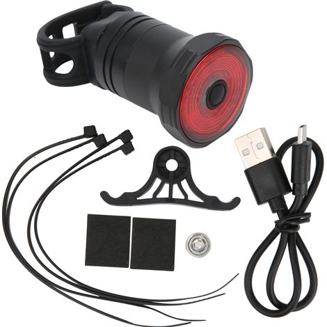 Feu arrière de vélo intelligent avec frein, lampe d'avertissement et recharge USB pour accessoire vélo (1/5)