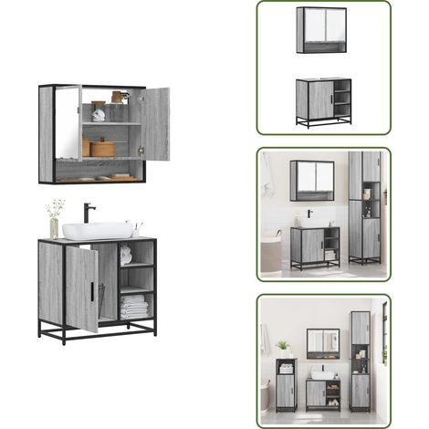 vidaXL Ensemble de meubles de salle de bain 2 pcs Sonoma gris