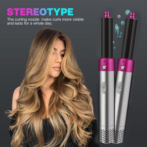 Sèche-cheveux - 5 En 1 - 1100 W - 120 °C - Embouts Lissant Coiffant Diffuseur - Pour Cheveux - 1 Pièce (1/5)
