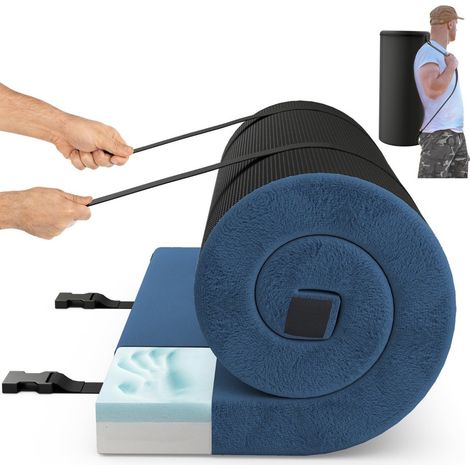Materassino da campeggio in memory foam con rivestimento impermeabile, 188 x 78 x 6,5 cm, blu scuro. (1/5)