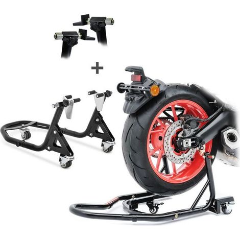 Cavalletto da Officina per Moto Posteriore e Anteriore Set Constands XMB Nero