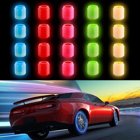 Packung mit 20 universellen, wasserdichten ABS-Ventilkappen, 5 fluoreszierende Farben, für Auto, Fahrrad und Motorrad. (1/5)