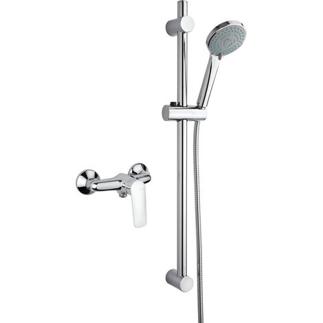 Set rubinetteria per cabina doccia con miscelatore esterno e asta saliscendi Piralla Lago KITLAGO4CR