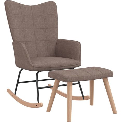 Chaise à bascule avec tabouret Taupe Tissu 2 (1/5)