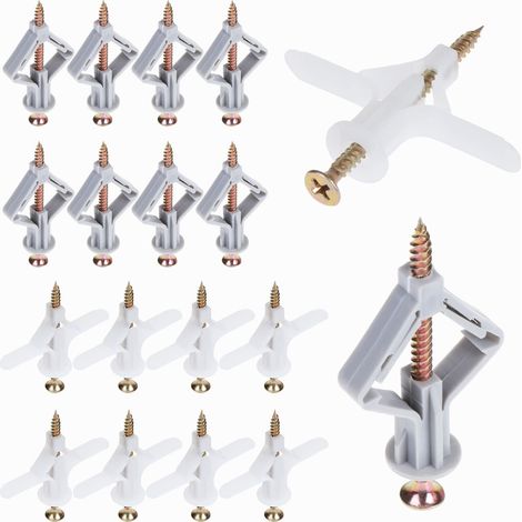 100 Ensemble Cheville avec Vis pour Plaques de Plâtre, Cheville Beton Vis Cheville Placo, Cheville Expansion Cheville et Vis Fixations pour Murale en Plaques de Plâtre (1/5)