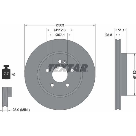 Lot de 2 Disques de frein Textar 92089905 MERCEDES-BENZ 1634210012 1634210212