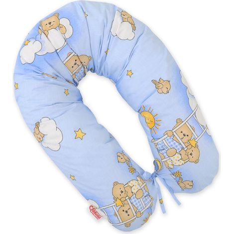 Längeres Schwangerschaftskissen für Schwangere zum Schlafen + Abnehmbarer Bezug - Blaue Teddybären (1/5)