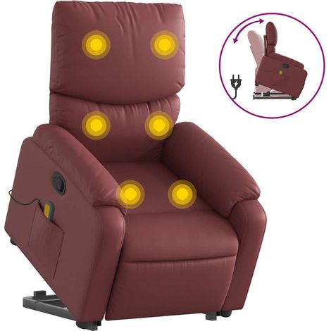 Maison Exclusive - Massagesessel mit Aufstehhilfe Weinrot Kunstle