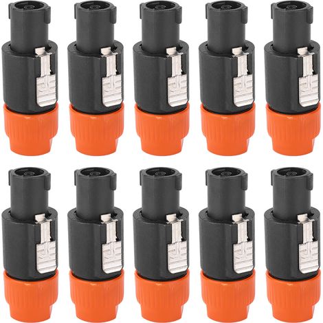 10 prises Speakon NL4FC orange étanches 4 broches pour haut-parleur audio, connecteur de câble en lot de 10 pièces (1/5)