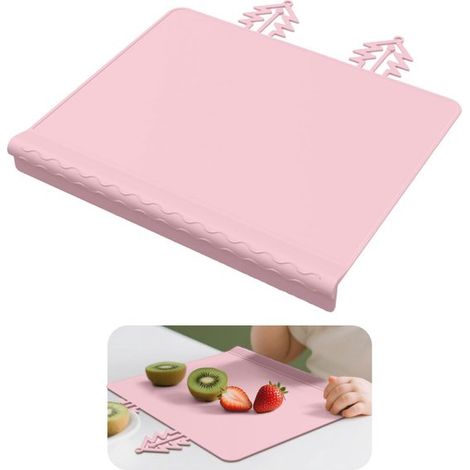 Silikon-Tischset für Kinder – Erhöhter, rutschfester Rand – Schützt Tische vor Kratzern und Flecken – 30,5 x 25,6 cm – 1 Stück – Rosa