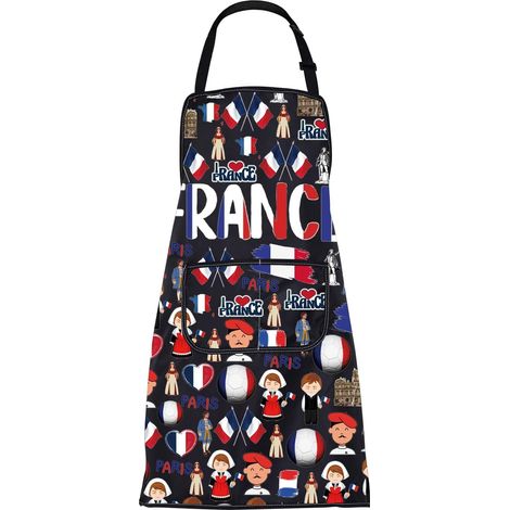 Tablier de cuisine avec poches pour chef - Cadeau souvenir français - Cadeau de voyage en France (1/5)