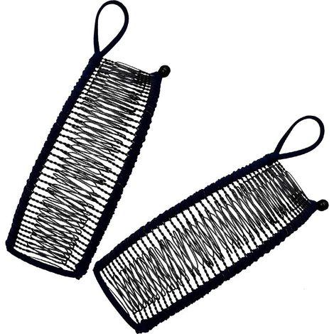 Pince cheveux banane vintage noire, peigne double extensible 30 dents, accessoire coiffure rétractable (1/4)
