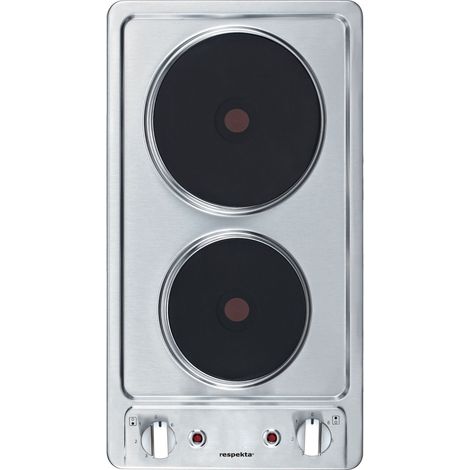 Respekta – Plaque de cuisson mixte encastrable 2 foyers – Acier inoxydable – Puissance 3000 W – Commande par manette – Indicateur de chaleur résiduelle