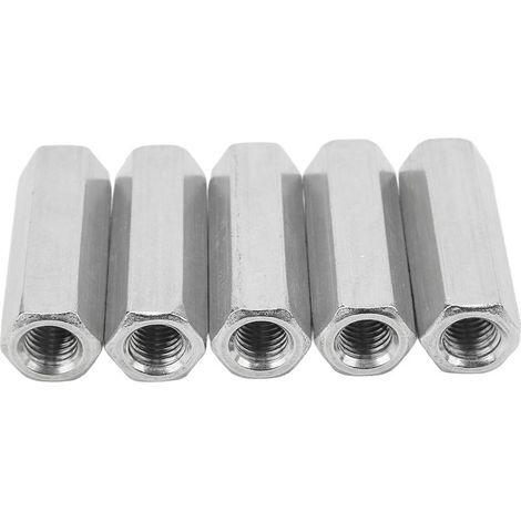 Écrous de raccordement hexagonaux M12x1,75 L60mm - Lot de 5, inox 304, connecteur de tige filetée (1/5)