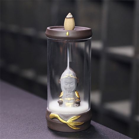 Brûle-Encens À Flux Arrière - Couvercle Antivent En Céramique - Décoration Intérieure Pour Maison Et Bureau - 1 Pièce (1/5)