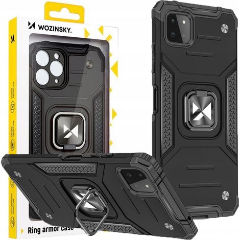 Étui hybride Wozinsky Ring Armor avec support magnétique pour Samsung Galaxy A22 4G Noir