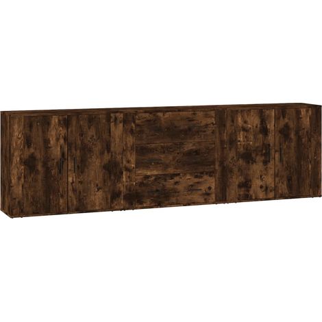 Aparador buffet cómoda armario unidad de almacenamiento organizador cocina salón salón 3 piezas marrón madera contrachapada 020037057