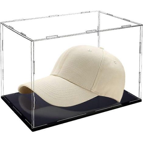 Vitrine en acrylique transparente pour casquettes de baseball, boîte de présentation anti-poussière avec base noire, 30,5 x 20,3 x 20,3 cm (12 x 8 x 8 pouces). (1/5)