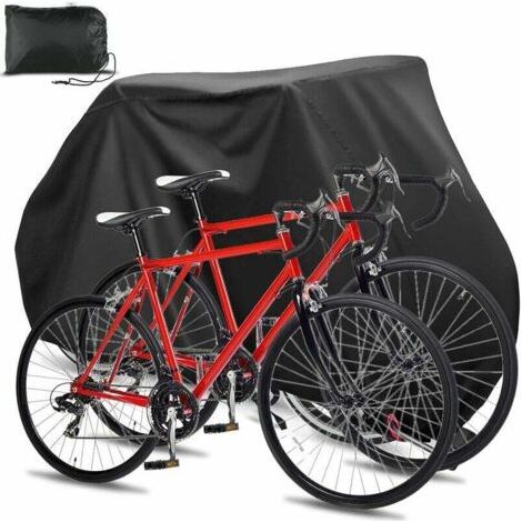 Housse vélo Extérieur,210D Oxford Tissu Housses de vélo étanche pour 2 vélos avec Serrure-Trous Sac de Rangement Boucle Coupe-Vent pour extérieur VTT vélo de Route (1/5)