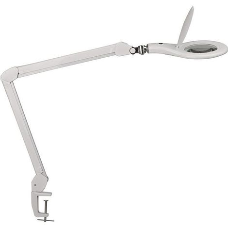 Lampe loupe LED avec lentille en verre, 127 mm (5 pouces), pince de table, blanche (1/7)