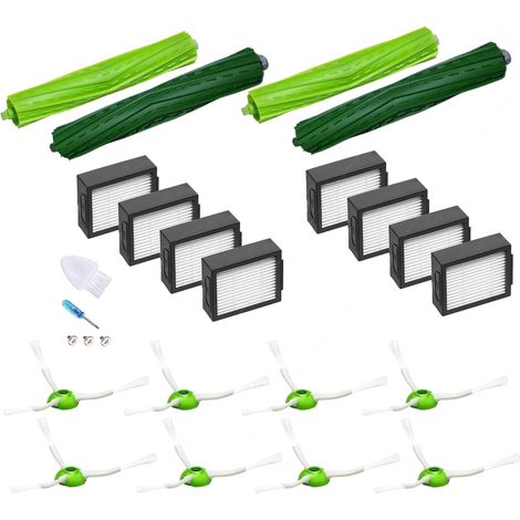Compatibile con iRobot Roomba e5 e6 i1 i3152 i4+ i7 i7556 i8 J7,Combo i5 J5, 8 filtri HEPA, 8 spazzole laterali, 4 spazzole a rullo, parti di ricambio per aspirapolvere