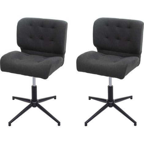 Set 2x sedie sala pranzo ufficio HHG-442 girevole regolabile ecopelle grigio Vintage piede nero (1/5)