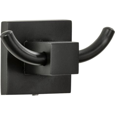 FACKELMANN Doppelhaken NEW YORK / hochwertiger Wandhaken fürs Bad / Maße (B x H x T): ca. 8,5 x 5 x 5 cm / Handtuchhaken fürs Badezimmer & WC / kubisches Industriedesign / Farbe: Schwarz"-"86721