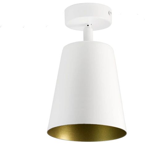 Spot Lampe Decke Retro Design in Weiß Gold E27 Metall
