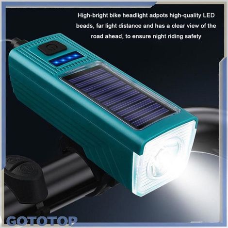 Éclairage de vélo Lampe de vélo LED solaire de vélo, étanche, voyant d'avertissement de cycle, banque sport velo Vert Vert (1/4)