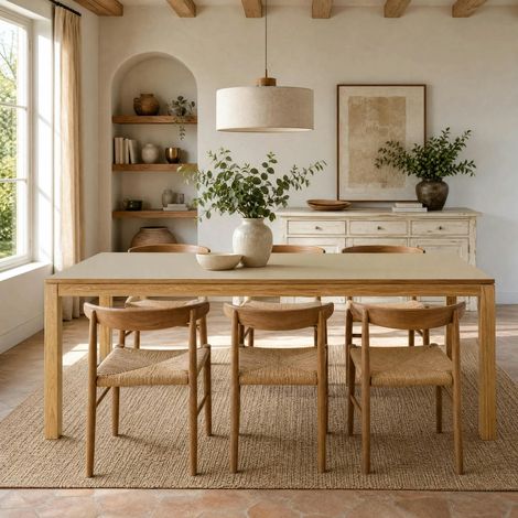 Table à manger extensible en chêne et stratifié 220/270/320 cm KALKIE (1/5)