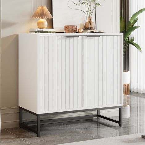 Aparador almacenamiento ondulado blanco 2 puertas OKMYHOME