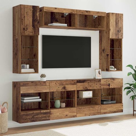 vidaXL Ensemble de meuble TV mural 6 pcs Bois ancien Bois d’ingénierie