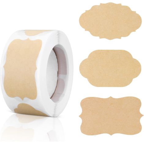 Sollbry Selbstklebende Kraftpapier-Etiketten (250 Stück), Geschenkanhänger, Geschenkanhänger, Geschenkanhänger, Etiketten für Feiertagsflaschen, Lebensmittelgläser (1/5)