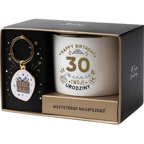 Geschenkset zum 30. Geburtstag in Weiß und Gold
