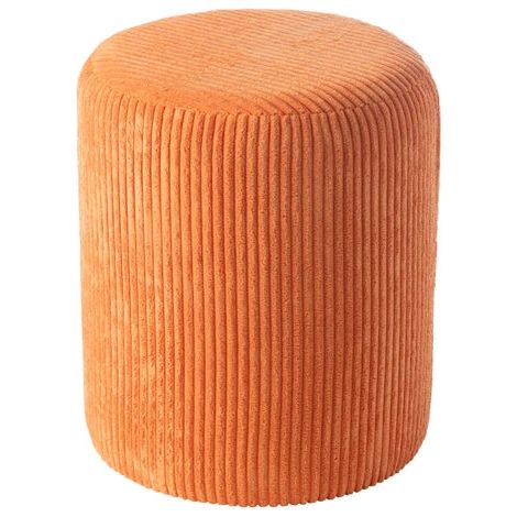 Pouf sgabello imbottito in velluto a coste 39x39x44 cm Arancione