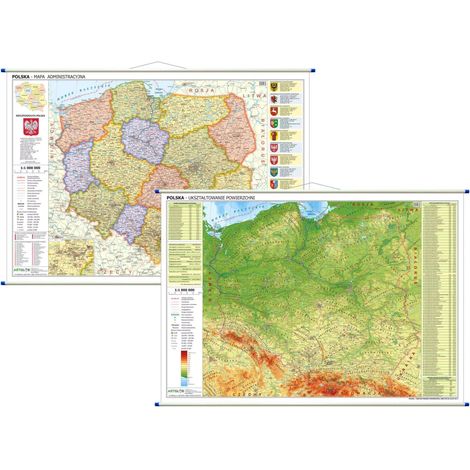 Polen 1:1.000.000. Doppelseitige Wandkarte. Administrativ und physisch. Erscheint 2025. (1/5)