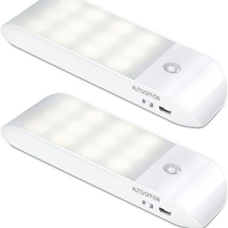 Rechargeable LED, [2 Pieces] Automatic Motion Sensor LED Light, Portable Magnetic Wall Light, for Closet, Bedroom, Hallway, Wardrobe, Staircase, Huang Guang (1/5)