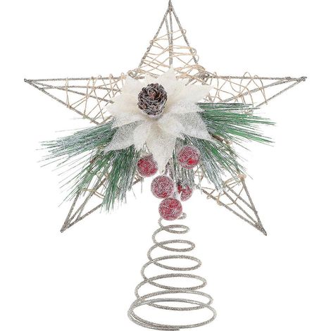 Étoile de Noël décorative pour sapin de Noël, cadeaux de fête de Noël-24.5X20X5CM-White (1/2)