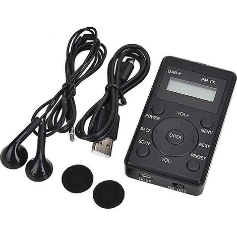 Mini-Taschenradio mit FM- und DAB+-Empfang, LCD-Digitalanzeige, Stereo-Empfänger, eingebautem Akku, Kopfhöreranschluss und Kalender. (1/5)