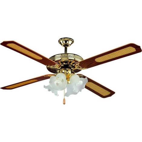 Ventilatore LED da Soffitto 4 Lampadine E27 in Vetro con Motore a Corrente Alternata da 55W 4 pale (1/5)
