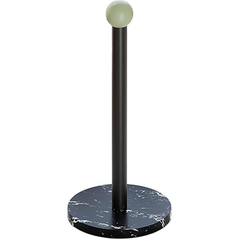 Porte-rouleau de papier essuie-tout en fer forgé avec base en marbre, support de comptoir autoportant, porte-rouleau pour la maison, cadre noir et