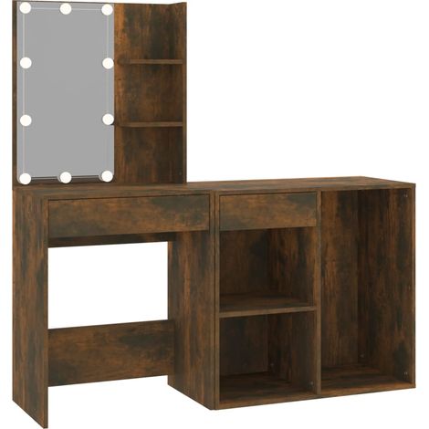 Tocador LED con mueble 60 x 40 x 140 cm roble ahumado madera de ingeniería 020006264 (1/4)