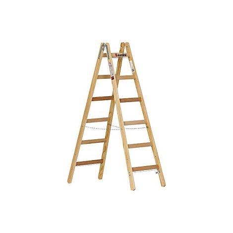 Escalera con peldaños de madera  con gancho para cubos  2 x 6