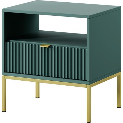 Comodino: 1 cassetto, labrador, oro, 54 x 56 x 39 cm, maniglie dorate (1/5)