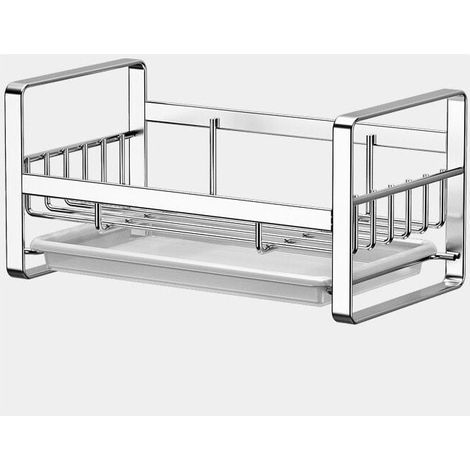 Porte Eponge,Acier Inoxydable304Organisation d'évier Rangement Support Eponge,Organisateur Evier Cuisine eavecBac Collecteur Amovible Etagère en éponge,pour Cuisine éponge,Porte-Savon