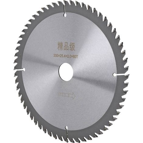 Disque de scie circulaire en carbure cémenté pour le travail du bois, 200 x 25,4 x 2,0 mm, 60 dents