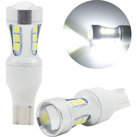 Lot de 2 ampoules LED, 912 921 Ampoule LED Feu de recul T15 Feu de recul LED 2600 Lumens 6000 K Xénon Blanc W15W 906 904 902 Lumière super lumineuse (1/5)