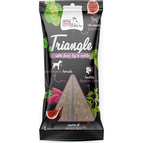 Friandises triangulaires pour chiens Syta Micha, parfum figue de cerf et ortie, lot de 2 (1/2)