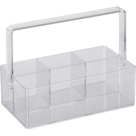 Organizer da scrivania trasparente con 4 scomparti 18,5 x 25,5 x 13,5 cm pratico e versatile in plastica trasparente 130012128